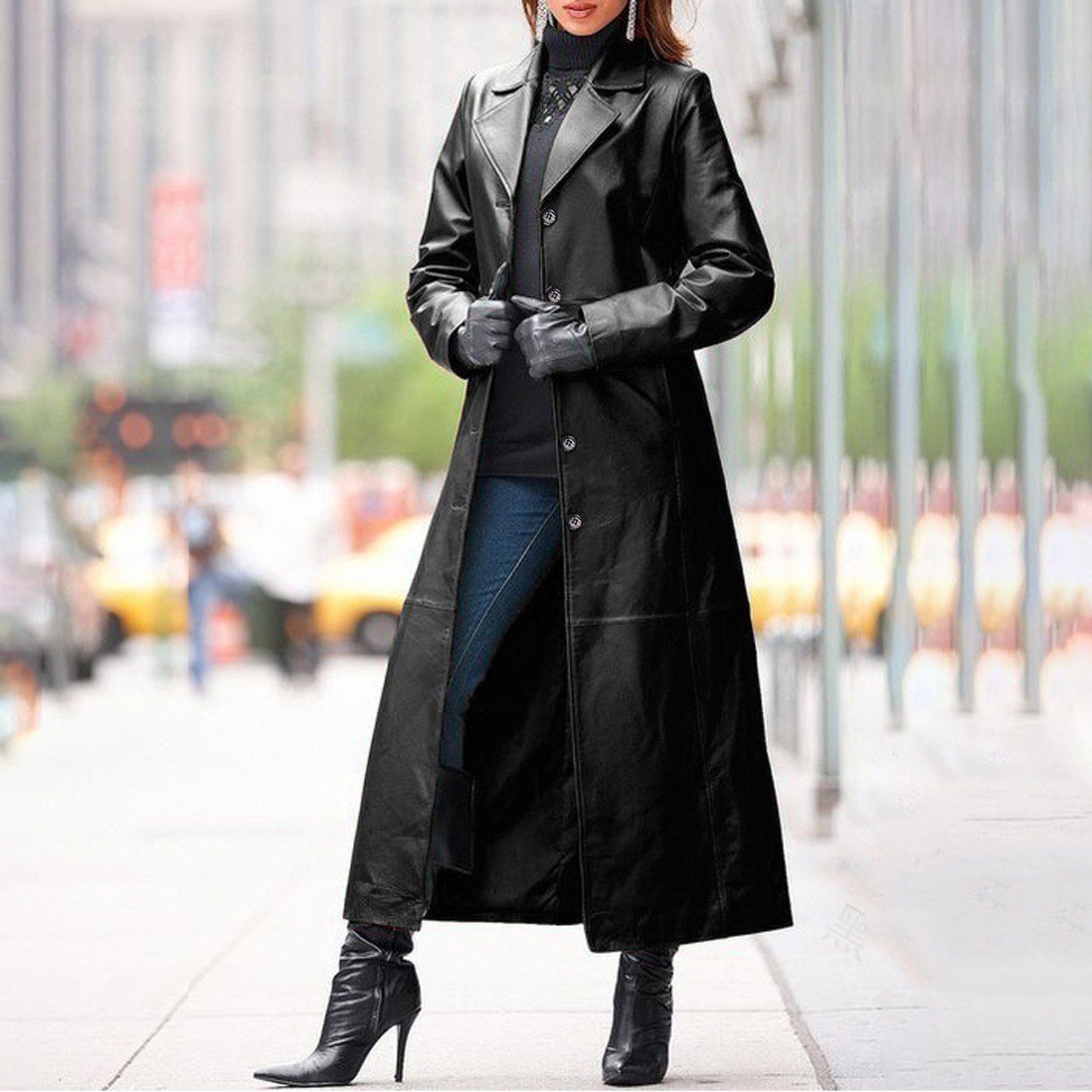 Women Fashion Windbreak Solid Coat Business Temperament Long Overcoat Slim Warm Leather Jacket Chaquetas пальто женское 한국 가을옷