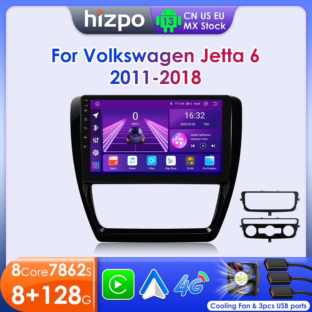 Hizpo 10.1 インチ Android カーマルチメディア VW フォルクスワーゲン ジェッタ 6 2011 - 2018 自動ラジオビデオステレオプレーヤー GPS ワイヤレス CarPlay