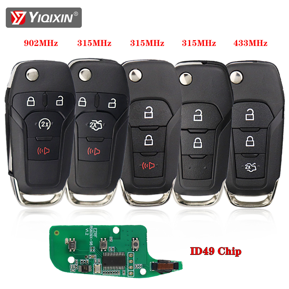 YIQIXIN フリップスマートリモート車のキーフォブフォード S-MAX ギャラクシーモンデオフォーカスフュージョン Mk2 Mk7 エクスプローラーレンジャー 2/3/4 ボタン 315/433/902