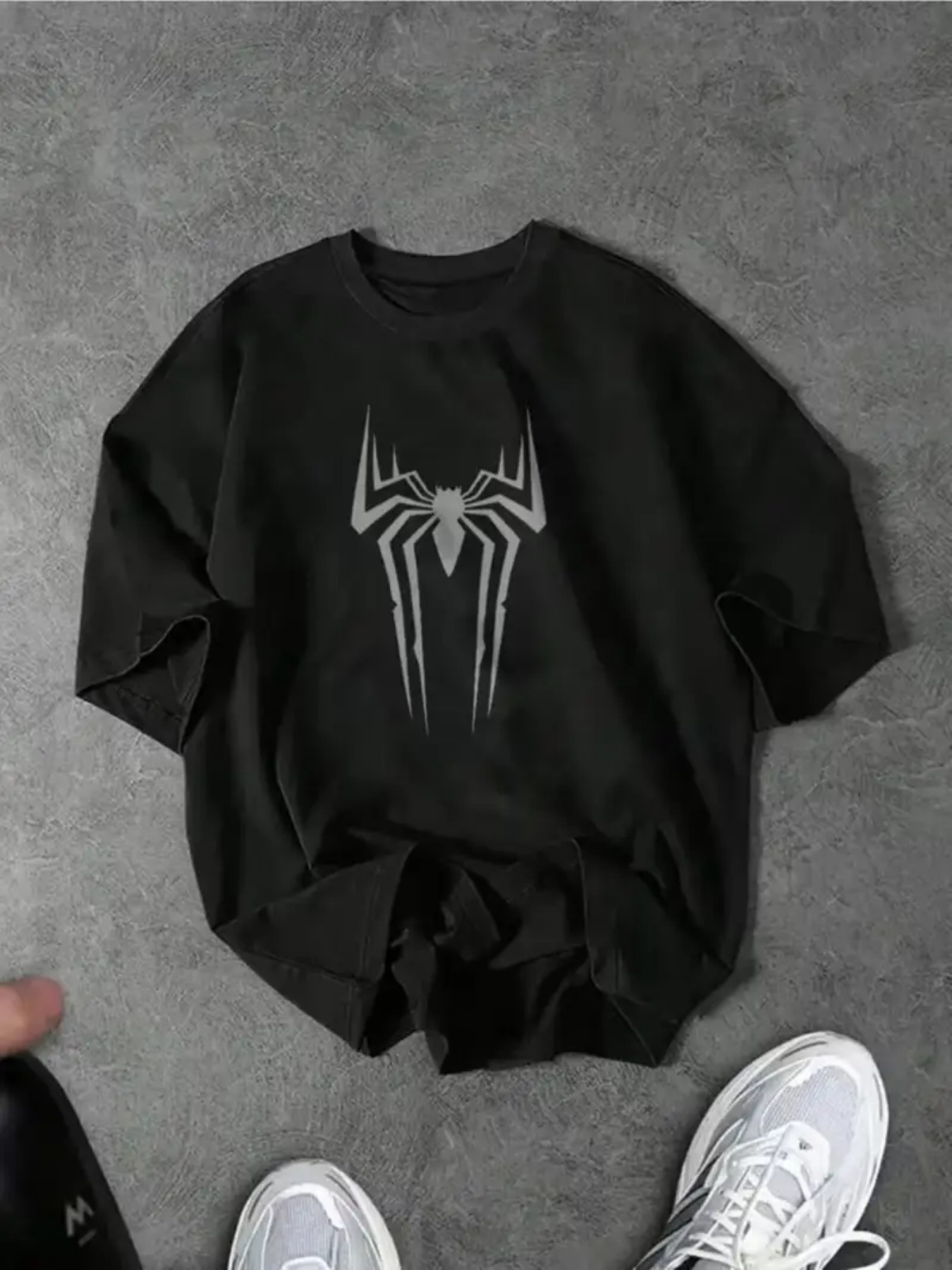 新しいメンズ半袖シャツスパイダープリントファッショントレンドプロ選択ストリートオーバーサイズ tシャツ紳士服
