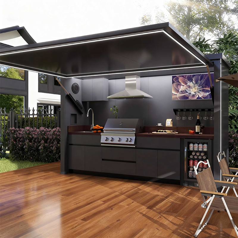 スマートプレミアム防水屋外モバイルキッチン、バーベキューキャンプや屋外イベント用の収納付きカスタム