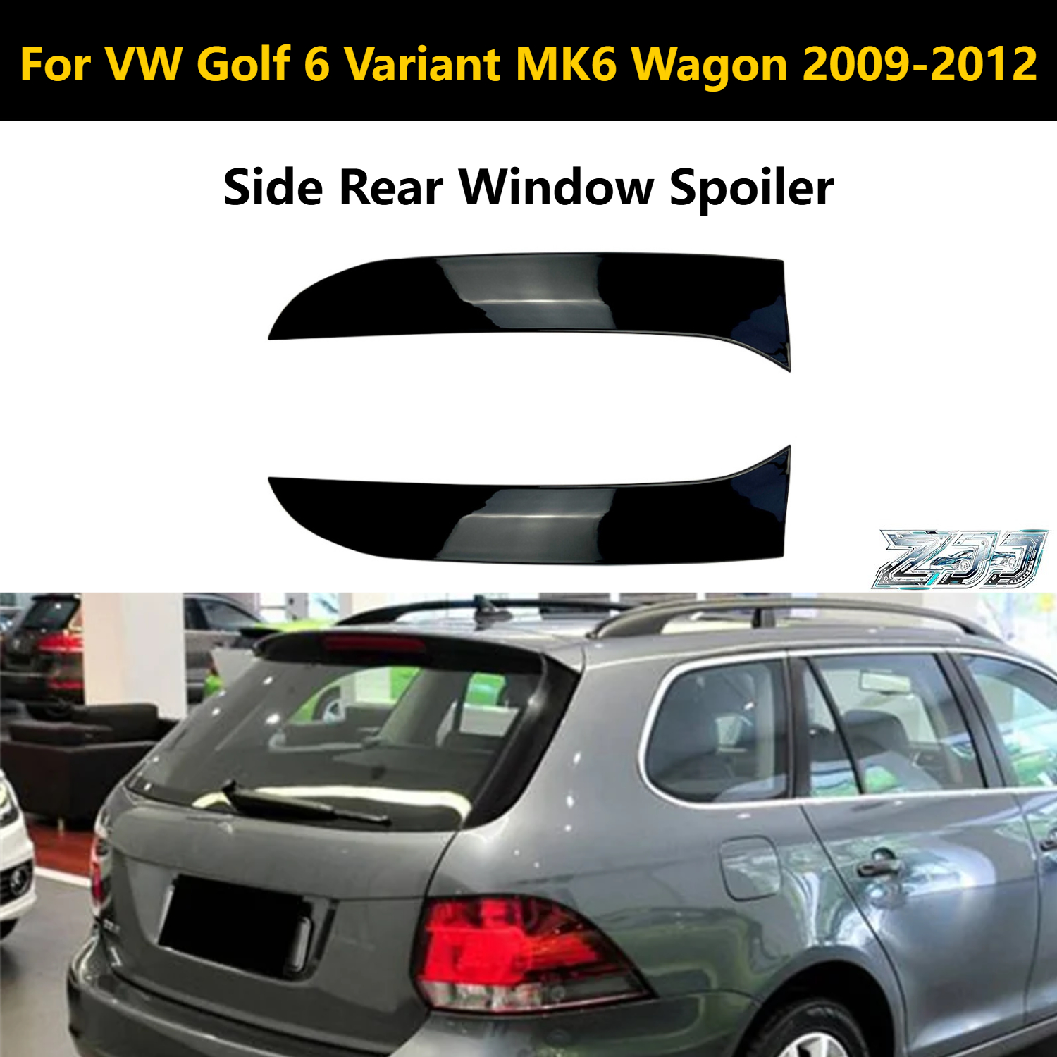 サイドリアウィンドウスポイラースプリッターウイング Vw ゴルフ 6 バリアント MK6 ワゴン 2009-2012 レーシングブラックルックカーアクセサリー ZHENJIJIN