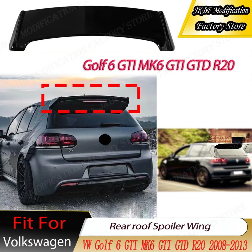 2008-2013 VW ゴルフ 6 GTI MK6 GTI GTD R20 ロボットスタイル修理されたリアルーフスポイラーウイングリップテールフィンボディキットトリムチューニング