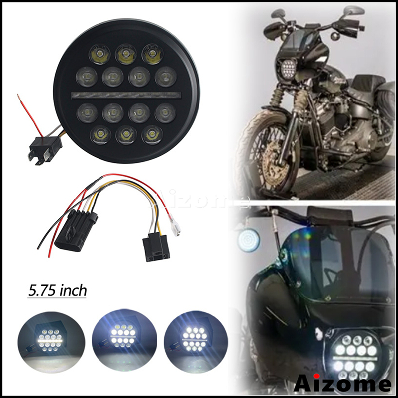 12-30V 5.75 インチオートバイ LED ヘッドライトラウンド DRL ヘッドランプハーレーソフテイルストリートボブ FXBB FXBBS ローライダー FXLR FXST 18-22