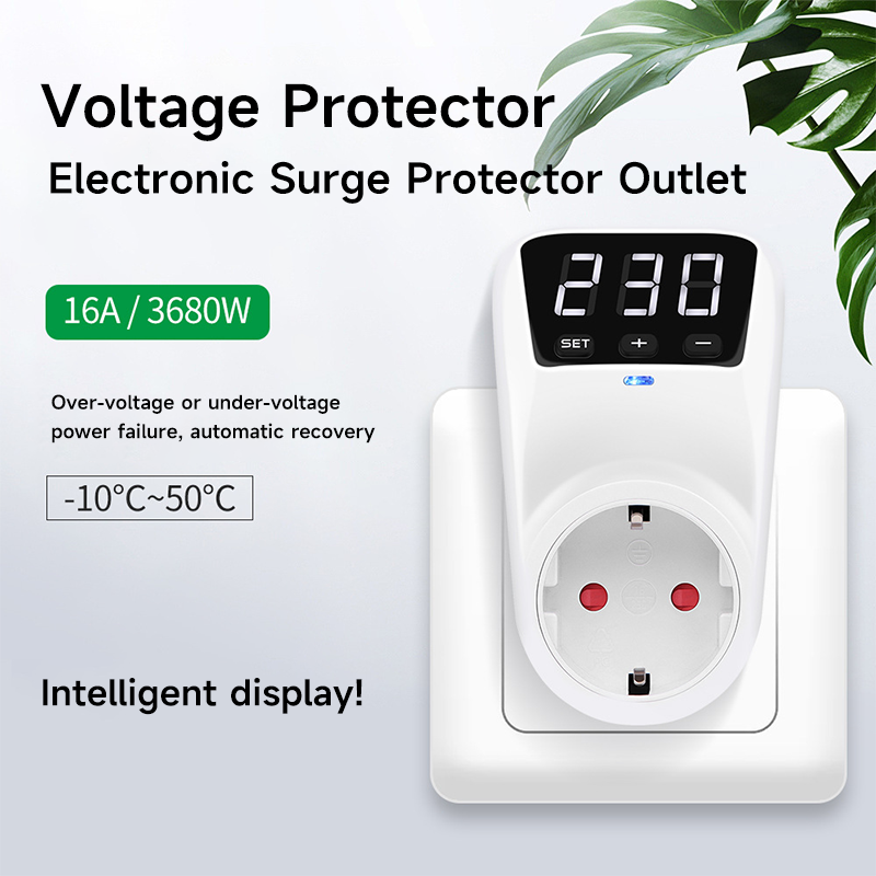 GEYA 過電圧プロテクタースイッチ 16A 230V 調整可能な電力サージ保護 EU ソケットボルトセーフホームアプリ自動リセット