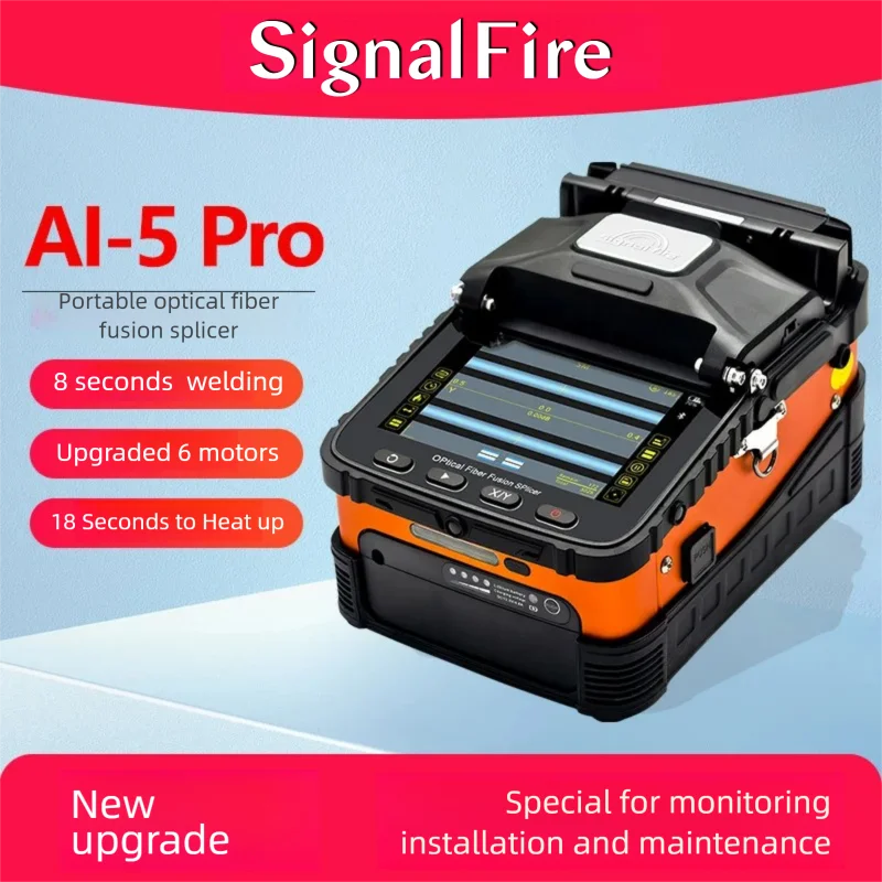 SignalFire AI-5 Pro Automatic 6 Motors FTTH Fiber Optic Splicing Machine Optical Fiber Fusion Splicer