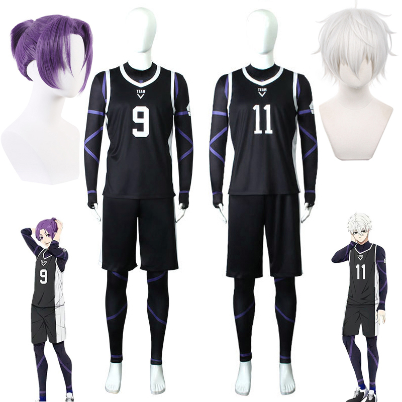 ブルーアニメコスプレロック凪清士郎コスプレ衣装御影レオサッカージャージスポーツウェアチームユニフォームハロウィンスーツかつら