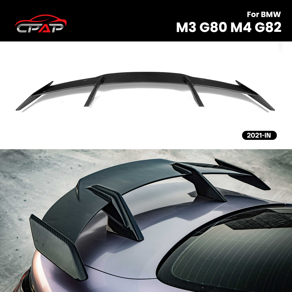 リアルドライカーボンファイバーリアトランクスポイラーブーツルーフウイング BMW M3 G80 M4 G82 MP スタイル 2021-IN 用カースタイリング