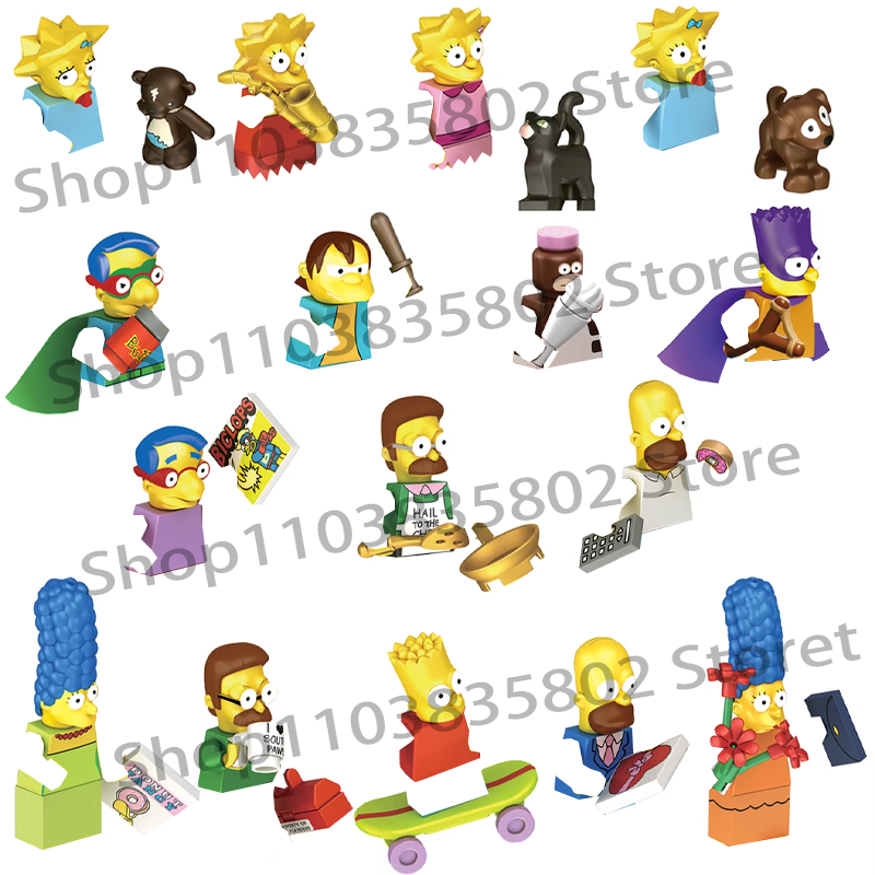8 ピース/セットシンプソンズホーマーバートビルディングブロック Simpsons 家族プロントンミルハウスアクションフィギュアレンガのギフトのおもちゃ子供のため