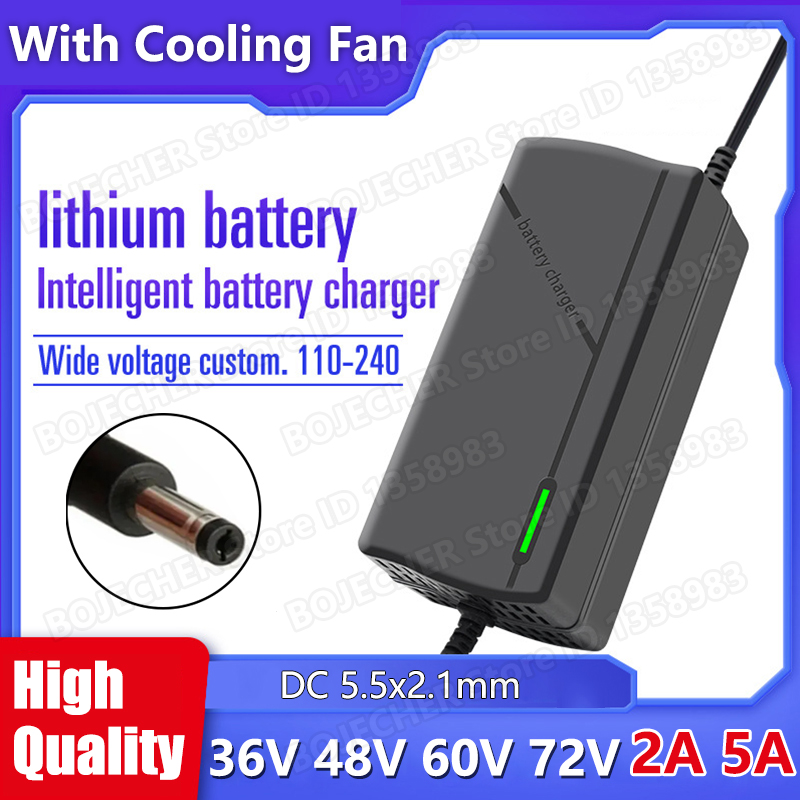 36V 48V 60V 72V 充電器 2A 5A 10S 13S 16S 20S リチウムイオン電池充電器 42V 54.6V 67.2V 84V インテリジェントスマート充電 EU プラグ