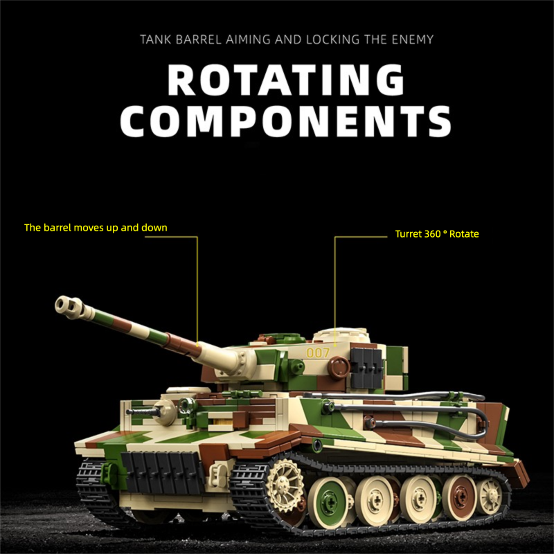 1:28 ドイツタイガー戦車ビルディングブロックセット、DIY軍事モデルレンガおもちゃ、大人のクリスマスのためのコレクションギフト