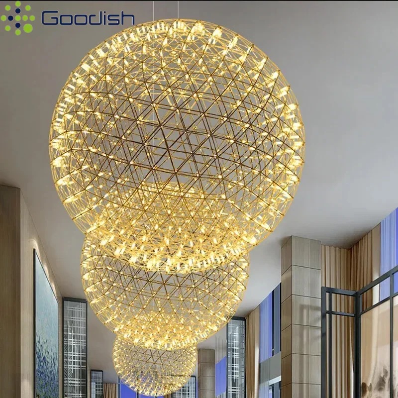 モダンでスタイリッシュな高級ゴールデンブリーフスパークボール LED ペンダントライトアート器具花火ランプロビー家の装飾シャンデリア