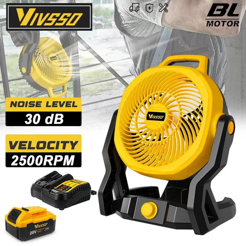 VIVSSO 12 インチファン 3 速度調整可能な屋外キャンプファンテーブルポータブル空気サーキュレーター Dewalt 20V バッテリーピン