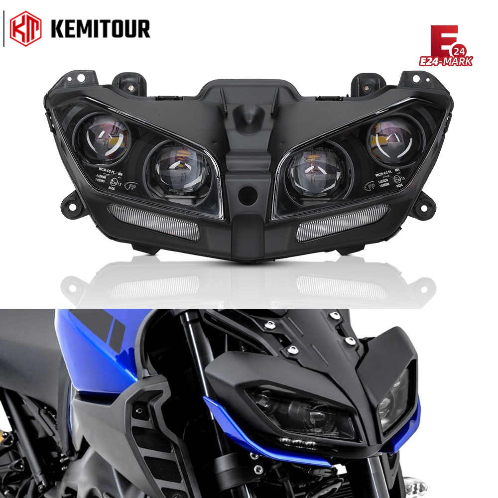 オートバイのヘッドライトヤマハ MT09 MT 09 MT-09 2017 2018 2019 2020 ライト防水オートバイ LED ランプ DRL 110 ワット高輝度新