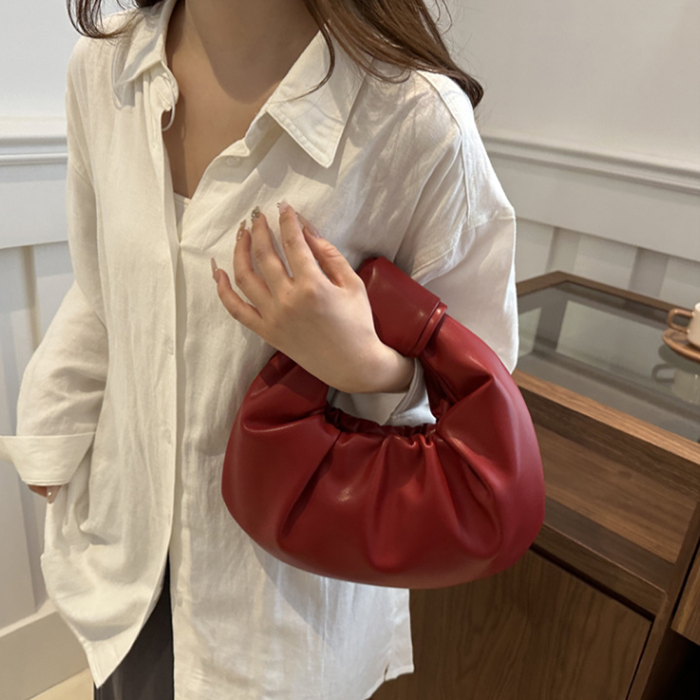 ミニ トップハンドル バッグ PU レザー スモール ショルダー バッグ クラッチ ハンドバッグ プリーツ ハンドバッグ レディース