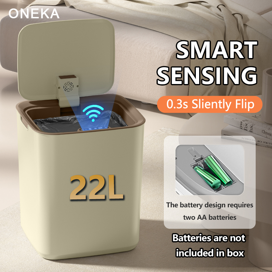 ONEKA 22L スマートキッチンハウスオフィスゴミ箱自動開閉誘導ゴミ箱ゴミ箱堆肥箱バッテリーバージョン