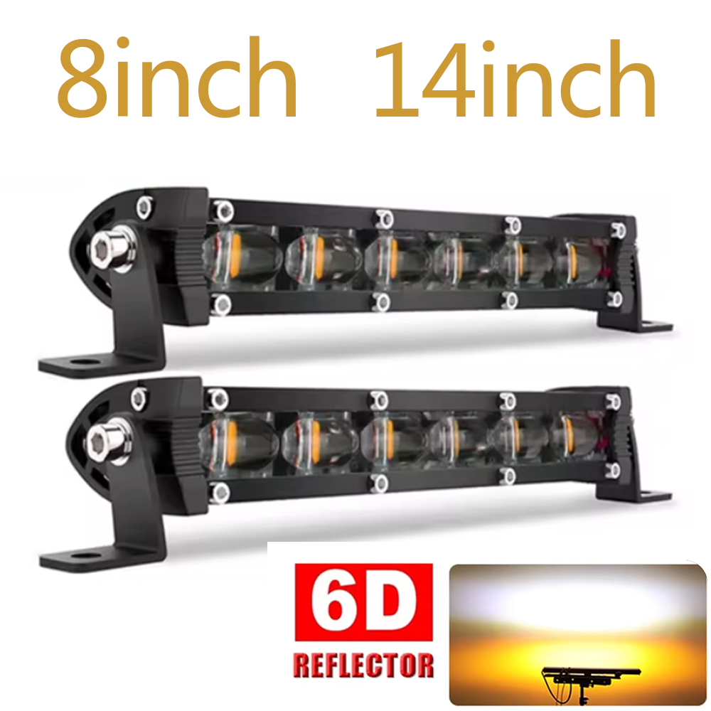 Double Color 6D Led Bar Work Lights Offroad Fog Lamp Truck 12V 24V 8inch 14inch Strobe White Yellow Two Color Light Bars SUV 4x4