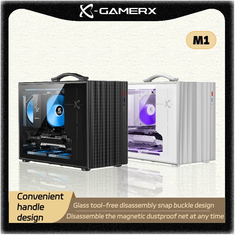 パワートレイン X-Gamerx M1 M-ATX PC ケースガラス側透明ポータブルミニコンピュータ小型ケース