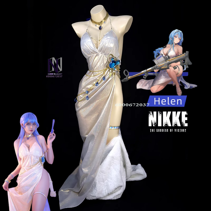 ゲーム勝利の女神: ニッケ・ヘルムコスプレ衣装高品質アニメ服イブニングセクシーなドレスロールプレイハロウィンラブライブ