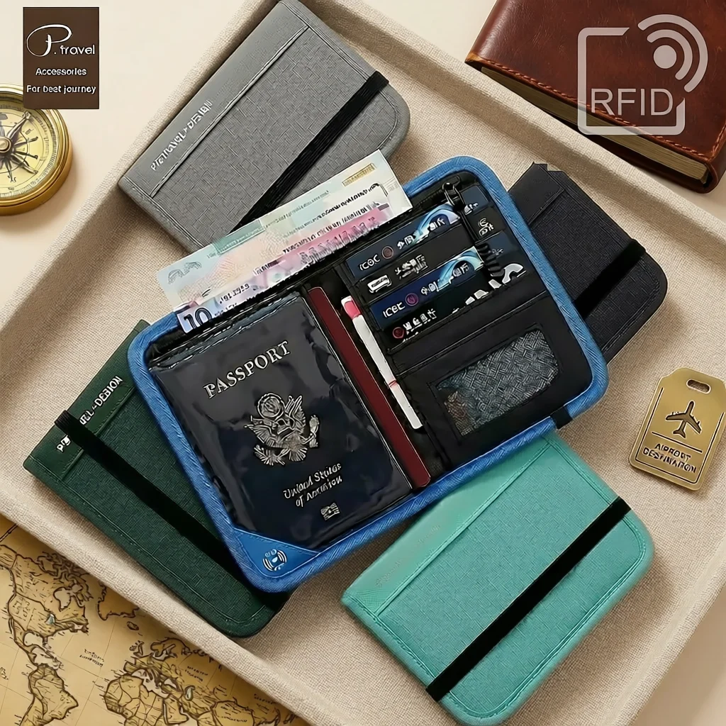 RFID ブロッキングトラベルウォレットパスポートホルダー多機能クレジットカードケース男性女性 ID ドキュメントオーガナイザー盗難防止ポーチ