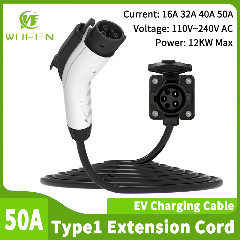 WUFEN EV 充電器 J1772 延長コード 50A 最大 12KW タイプ 1 - J1772 EV 充電ケーブル タイプ 1 延長コード J1772 EV/PHEV 用