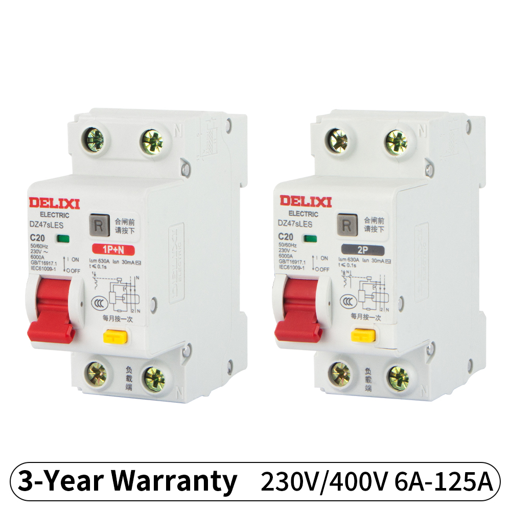 DELIXI 1P N 2P 漏電プロテクター AC230V 過負荷短絡電子保護残留電流サーキットブレーカースイッチ