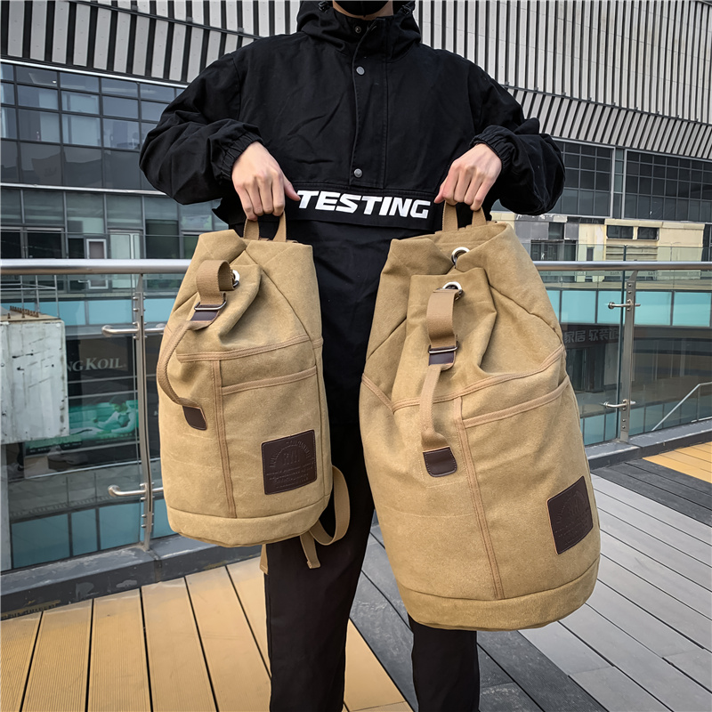 スポーツ大容量旅行バックパック男性の荷物キャンバスバケットショルダーバッグ男ハイキングダッフルバッグ男性リュックサック屋外