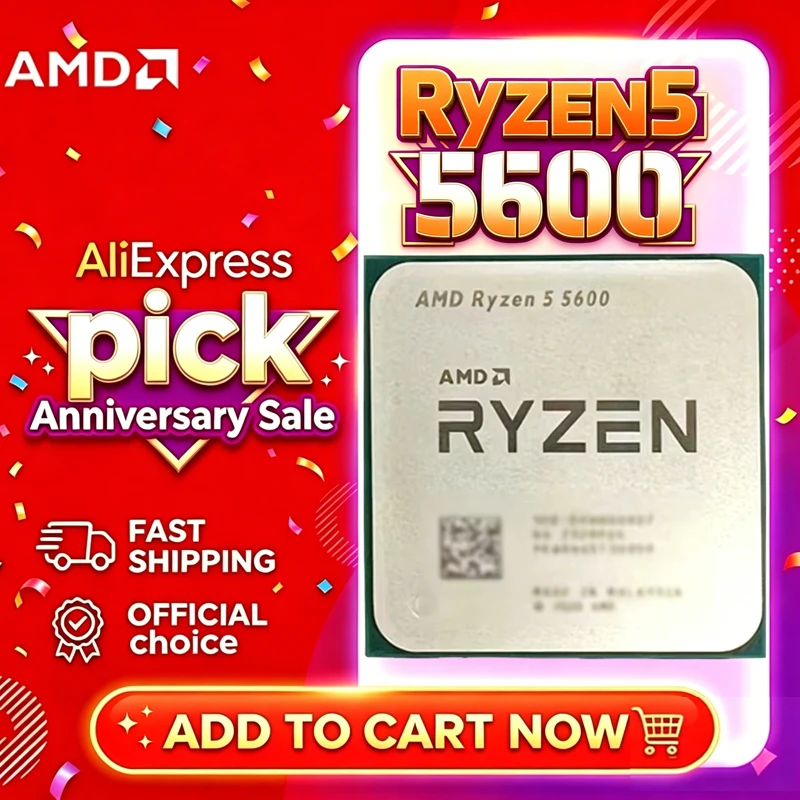 AMD R5 5600 フェルメールアーキテクチャプロセッサ 6Core12 スレッドオーバークロック可能なチップ予算ゲーム用マルチタスクソケット AM4 ルース CPU