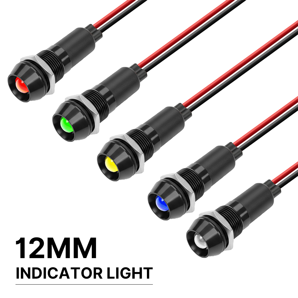 FILN 5 個 12 ミリメートルブラックメタル LED インジケータライト IP67 防水パイロット Lits 12V-24V ダッシュボード信号ランプ車マリンボート用