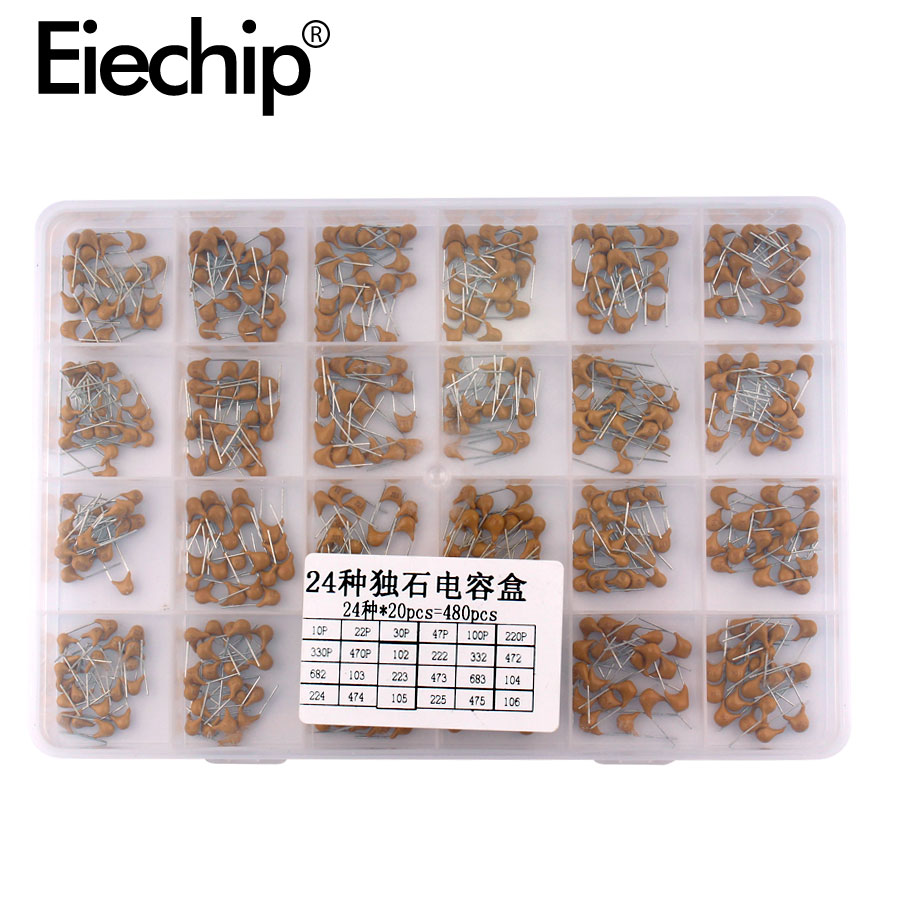 480 個モノリシックセラミックコンデンサ詰め合わせキット 10pF-10uF モノリシックコンデンサセット 0.1uF 0.22uF 0.47uF 2.2uF 4.7uF コンデンサ