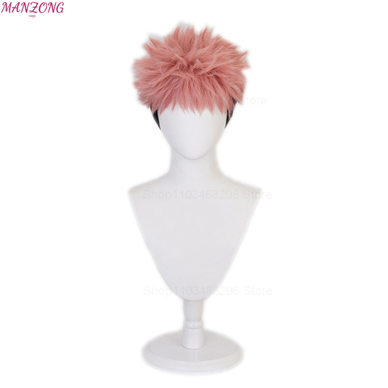 アニメいたどりゆうじコスプレかつらショートヘア高温シルクローズインナーメッシュかつらかつらキャップ