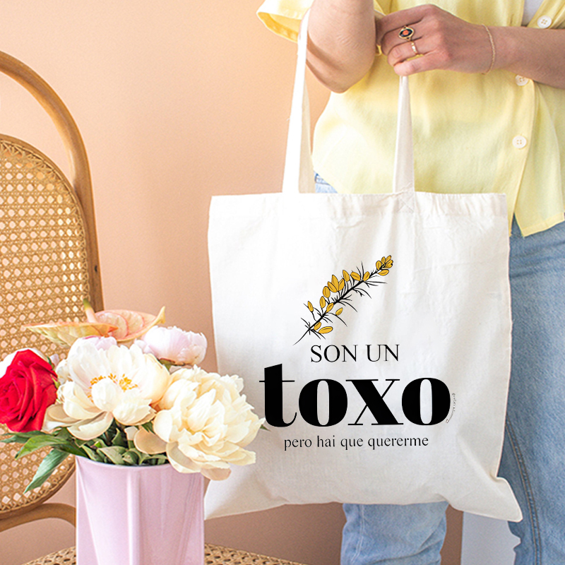 スペイン語 Toxo 植物の引用トートバッグ女性カジュアルショルダーバッグ再利用可能な日常のショッピングバッグ誇り高き自虐的なデザイン