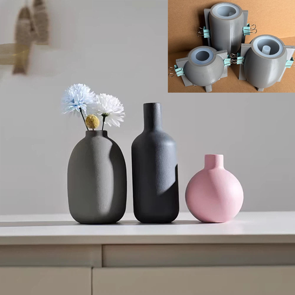 ミニマリストボトル花瓶シリコンモールド外側サポートシェルコンクリートセメント石膏樹脂 DIY 家の装飾プランター作成