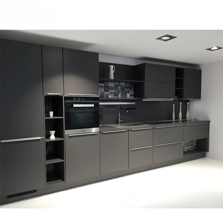 BFP プロフェッショナル良い価格完全な黒色アクリルキッチンデザインモダンな食器棚キッチン家具キッチンキャビネット