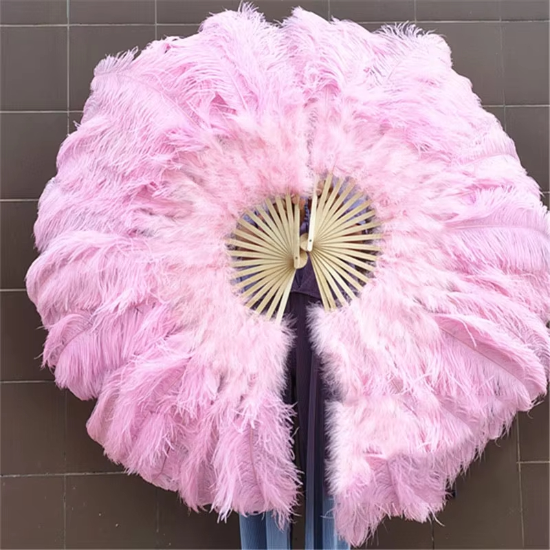 ナチュラルピンクダチョウの羽ファン 100/130 センチメートル折りたたみハンドヘルドプルームファン飾るハロウィンパーティーベリーダンスクラフトアクセサリー