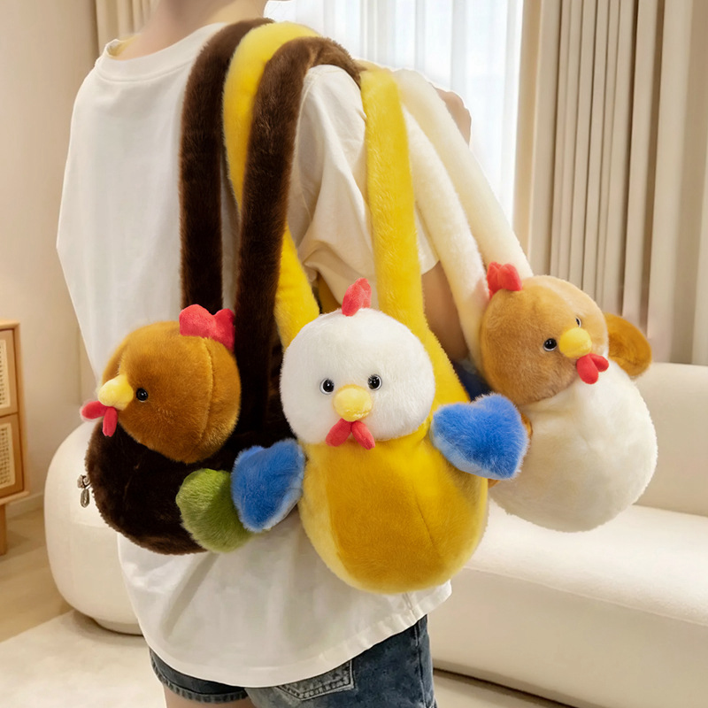 ソフトひよこぬいぐるみショルダーバッグかわいい動物バックパックかわいい黄色の鶏のぬいぐるみガールフレンドへの誕生日プレゼント