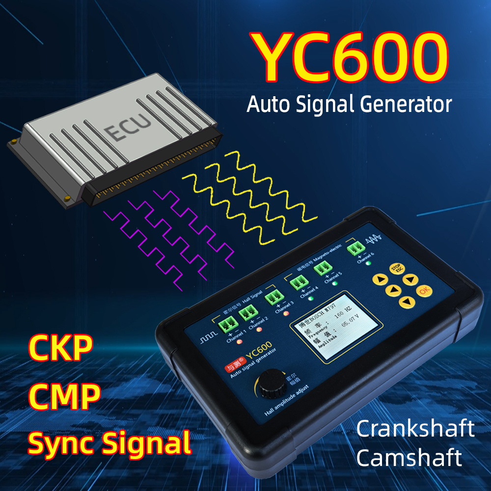 新しい YC600 6 チャンネル自動信号発生器 ECU コンピュータメンテナンステスタークランクシャフトカムシャフトセンサーシミュレータ