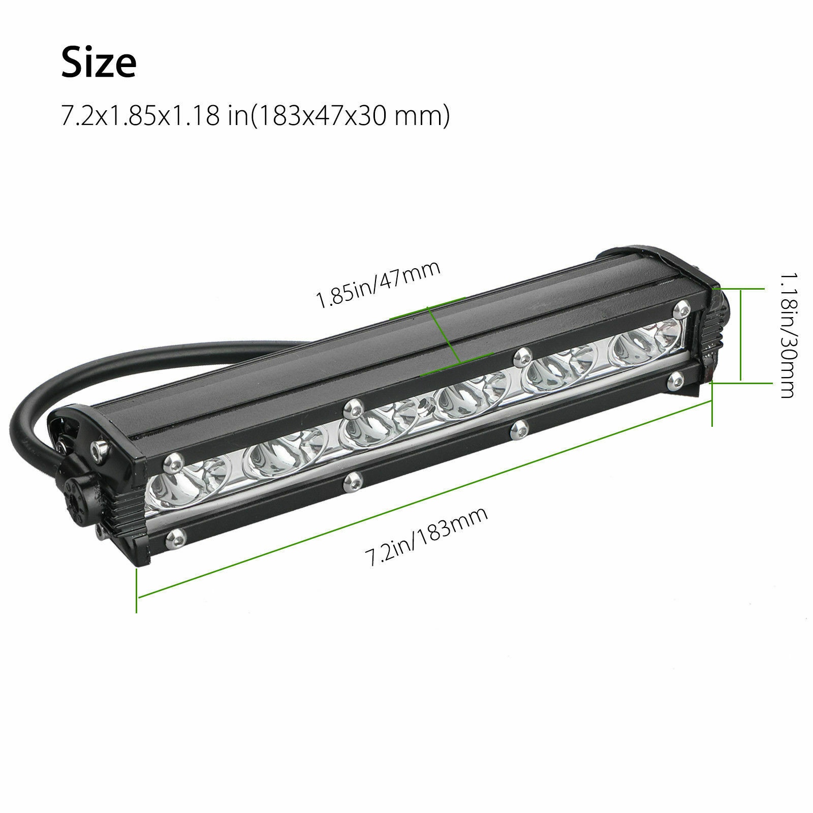 T-Top-Rated-7 インチ 1800LM 18 ワット防水スポットフラッドコンボライト超スリム単列オフロード LED ライトバートラック ATV ボート用