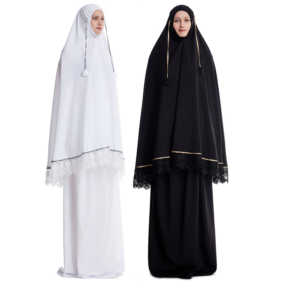 イスラム教徒の女性ブルカドレスツーピーススーツエスニック女性ヒジャブアバヤスーツラマダンイード祈りの衣服