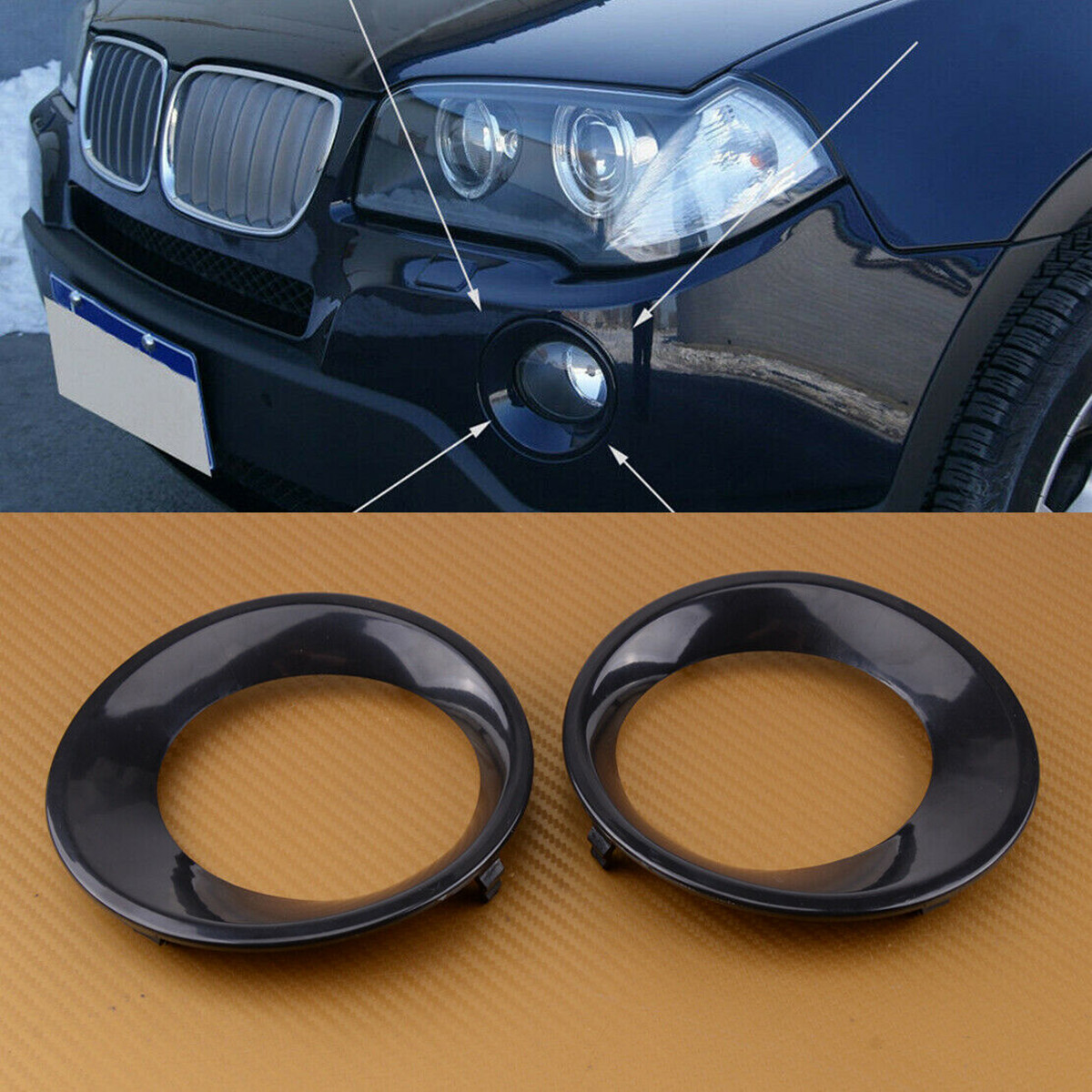 1 ペア BMW X3 E83 LCI 2007-2010 フロントフォグライトランプベゼルカバートリムグリル 51113423790 51113423789