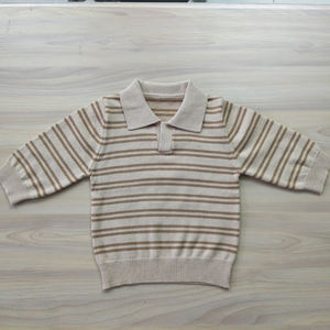 100% cotton striped knit sweater with buttons, spring style, plus size, suitable for baby boys