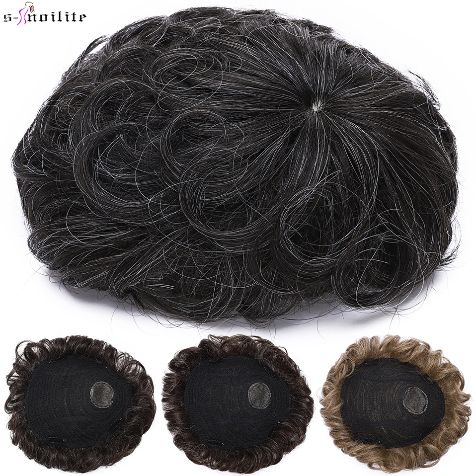 S-noilite 16 × 19 センチメートル男性かつら人毛交換システムヘアトッパーかつら 4 インチヘアウィッグエクステンション男性ヘアプロテーゼ