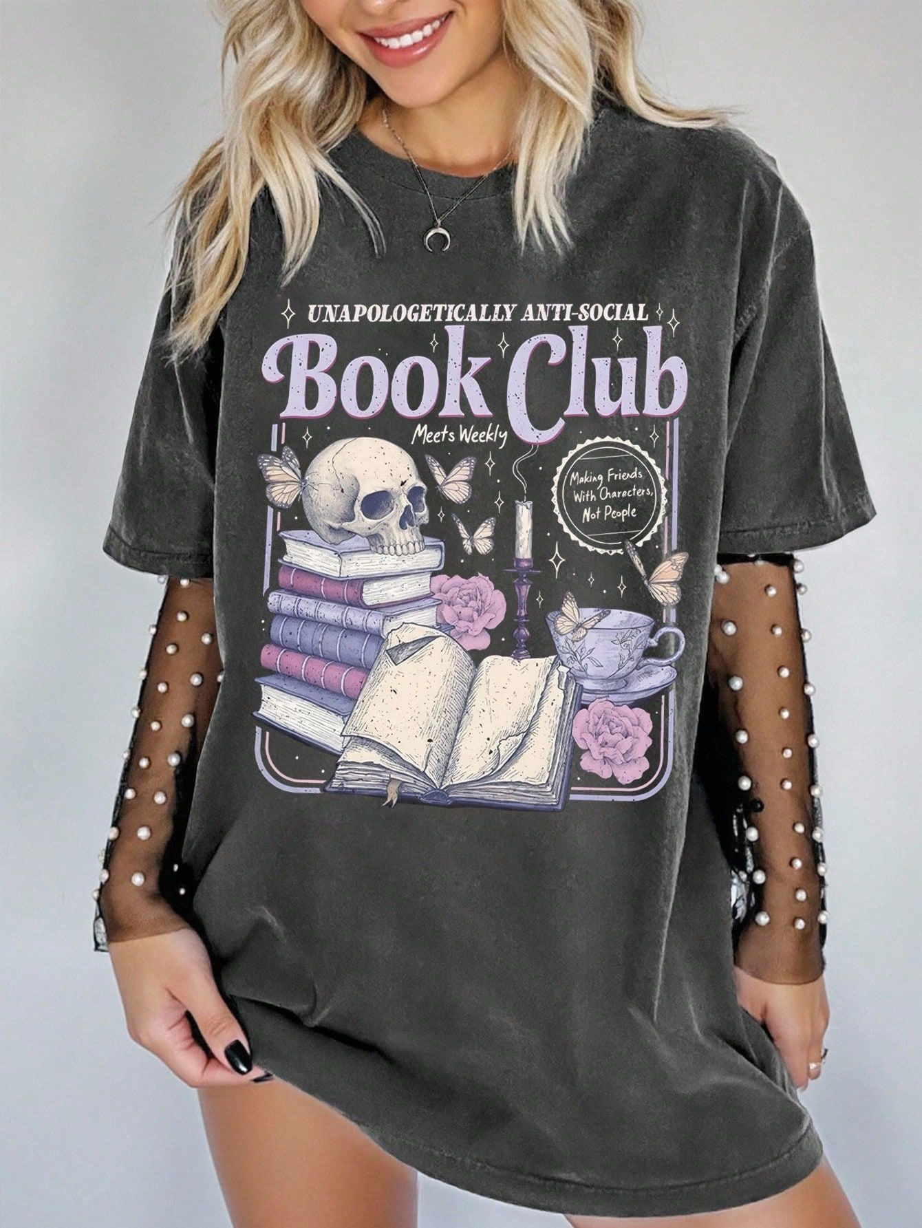 レディース プラスサイズ スカル プリント Tシャツ コットン 通気性 ファッショナブルで多用途 ユニセックス ストリートウェア オーバーサイズ