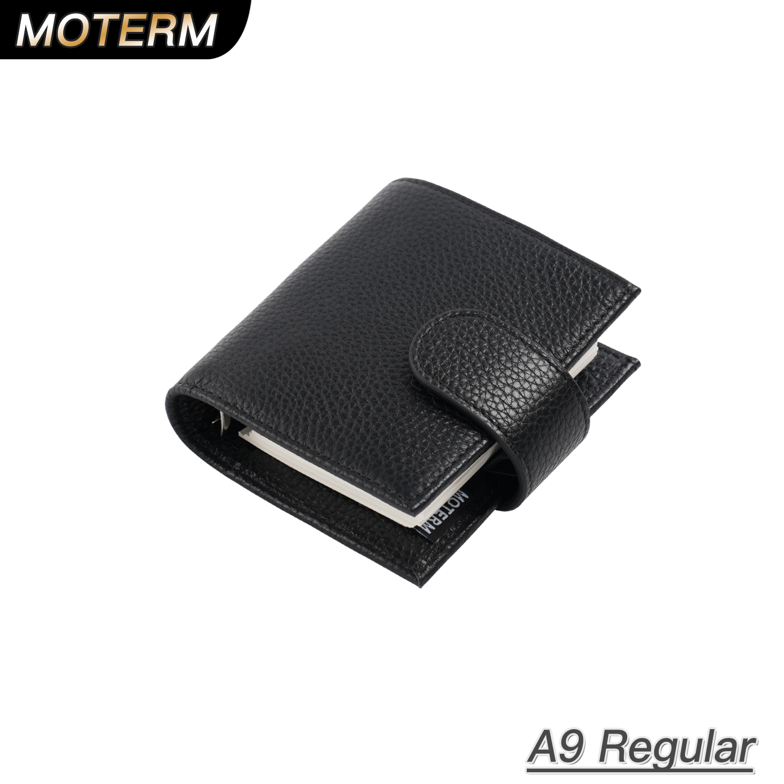 Moterm レギュラー A9 サイズ リング プランナー ペブルド グレイン カウハイド 3 穴 ミニ リング ノートブック 19mm リング オーガナイザー ジャーニー ダイアリー