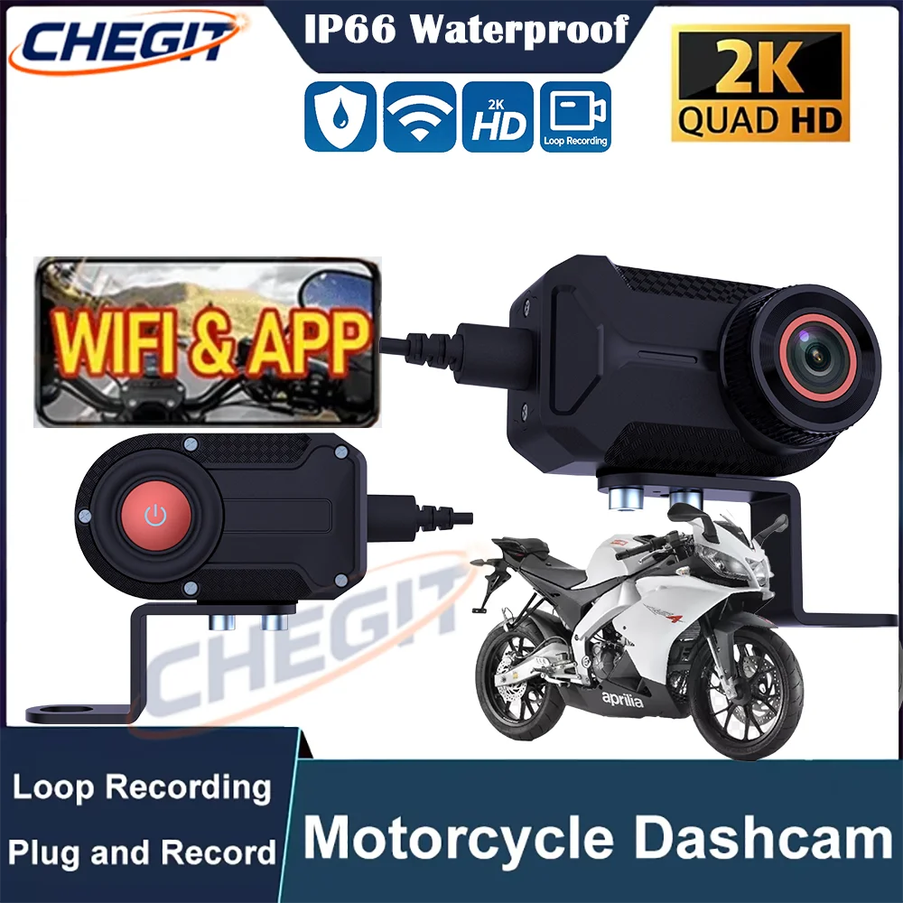 新しい 2K QHD WiFi ダッシュカム IP66 防水 DVR フロントカメラオートバイマウンテンバイク用