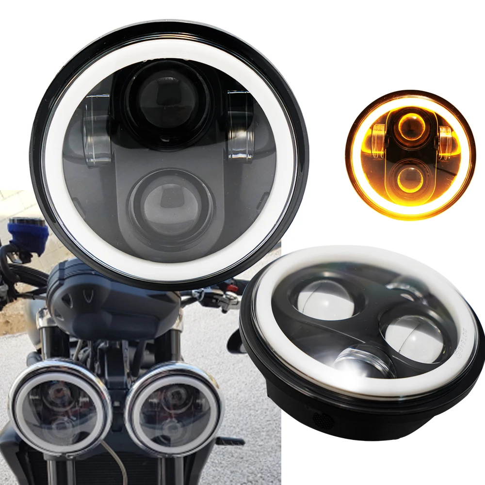2x 5.75 インチ LED ヘッドライト ハイ/ロービーム ハロー スピード トリプル用
