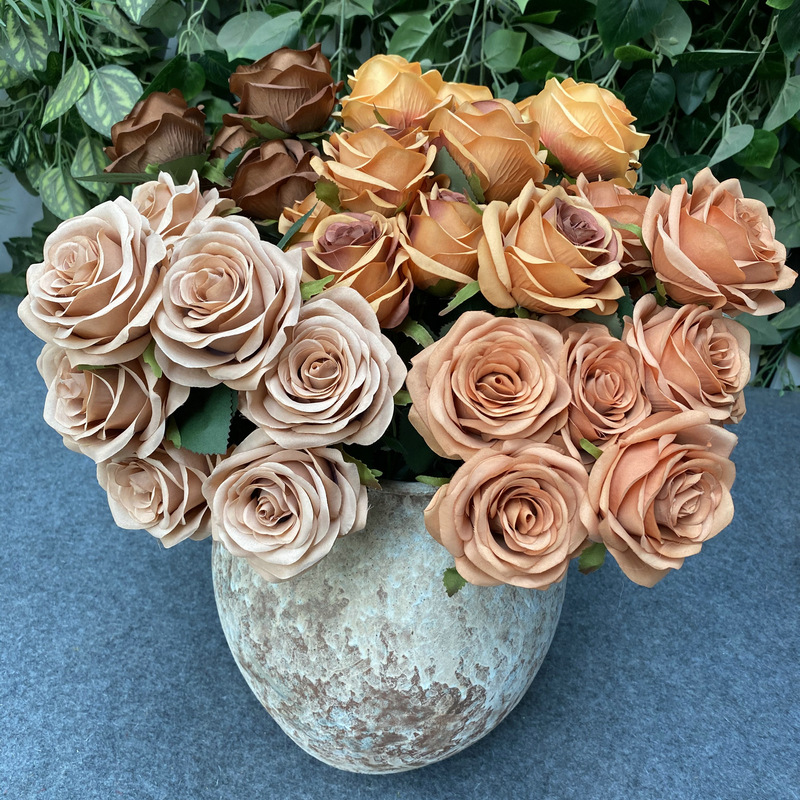 9 バラ/花束ローズ造花フェイクシルクフラワー結婚式のバラの装飾パーティーディスプレイ花のギフト
