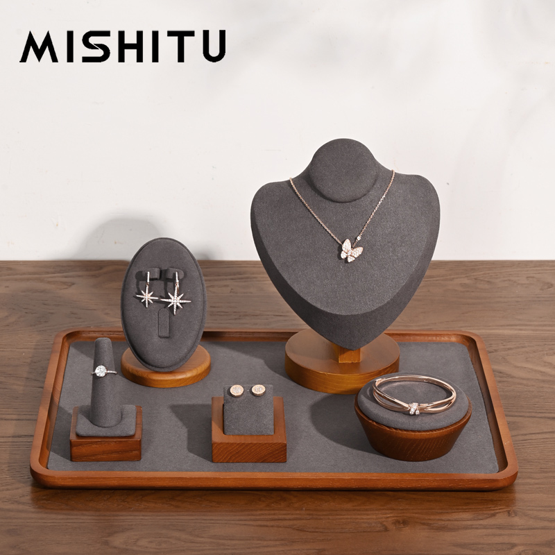 MISHITU 無垢材ジュエリーディスプレイ小道具リングイヤリングネックレスブレスレットジュエリーディスプレイスタンドショップウィンドウディスプレイホルダー用