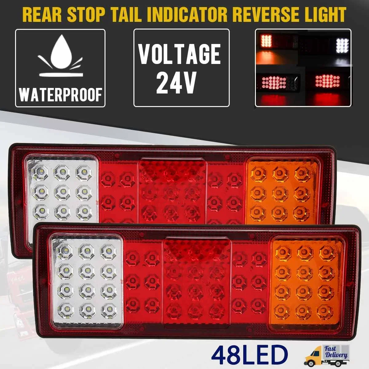 2 個 24V 48 LED 車のトレーラートラックテールライト停止リアブレーキターンシグナルライトインジケータランプキャラバンバス RV キャンピングカー用