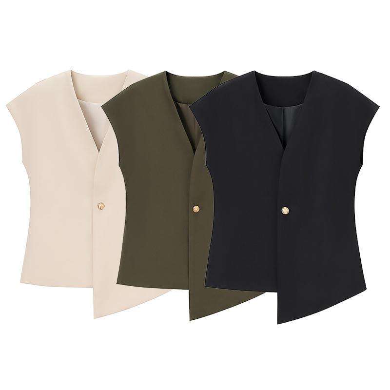 Willshela 女性ファッションソリッドシングルボタンノースリーブジャケットヴィンテージ V ネックベスト女性オフィスレディチョッキ